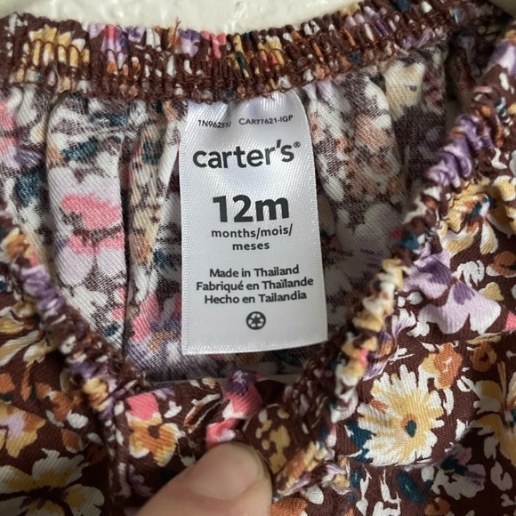 Carter’s Baby Girl Floral Twill Jumpsuit 12 Mos - Picture 8 of 11